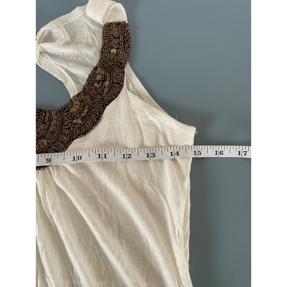 Max Rave womens cream tank with beading size M - Picture 6 of 7